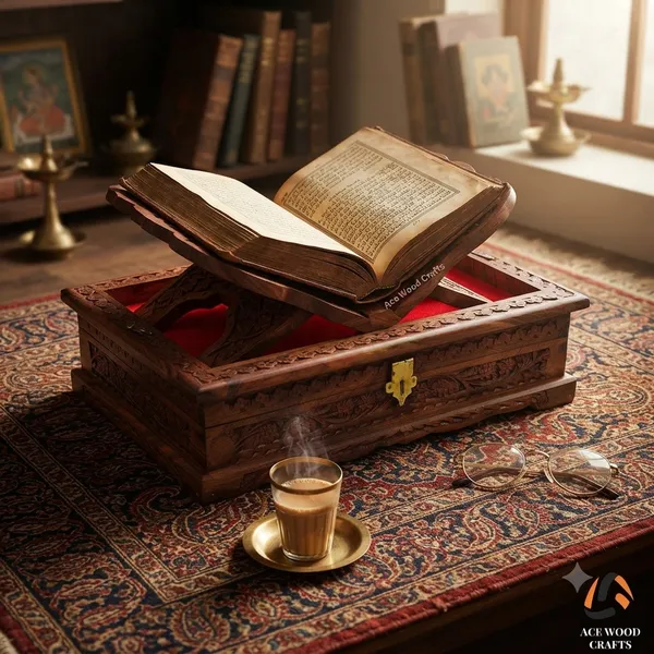 Wooden_Carved_Ornate_Book_Stand_Storage_Box