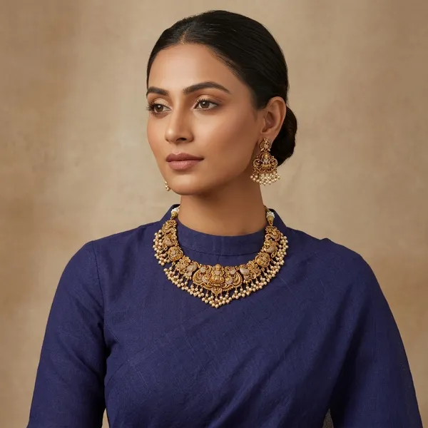 Gold_Brass_Premium_Traditional_Necklace_With_Earrings_For_Women