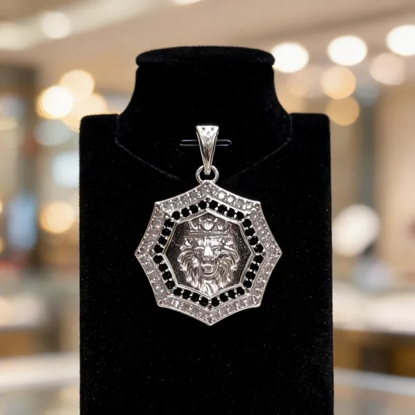 Sterling_Silver_Lion_Head_Shield_Pendant