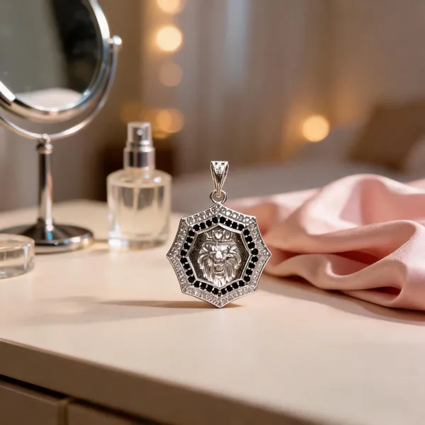 Sterling_Silver_Lion_Head_Shield_Pendant