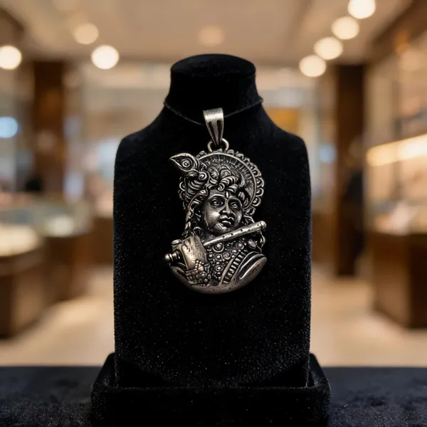 925_Sterling_Silver_Oxidised_Finish_Lord_Krishna_Pendant