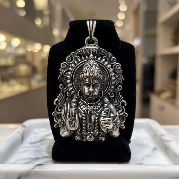 925_Sterling_Silver_Oxidised_Finish_Lord_Hanuman_Pendant