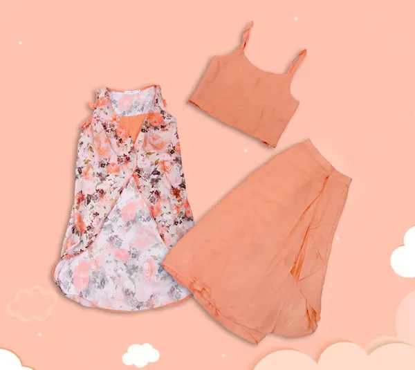 Peach_Cotton_Floral_Indo_Jacket_Palazzo_Co-Ord_Set_For_Girls