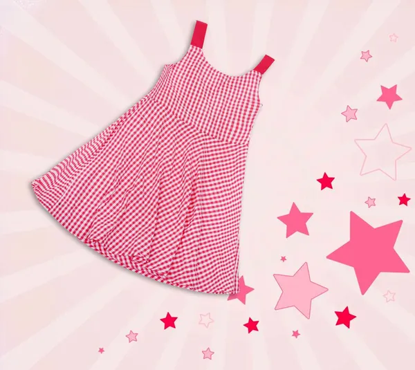 Red_White_Cotton_Gingham_Check_Fit_Flare_Dress_For_Girls
