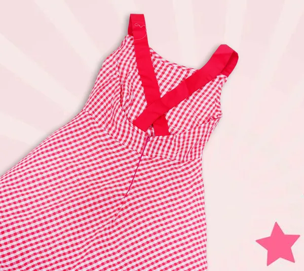 Red_White_Cotton_Gingham_Check_Fit_Flare_Dress_For_Girls