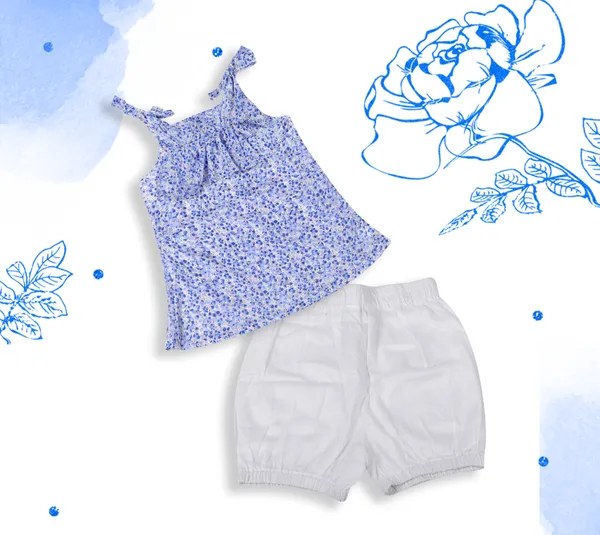 Light_Blue_Cotton_Strappy_Crop_Top_Shorts_Co-Ord_Set_For_Girls