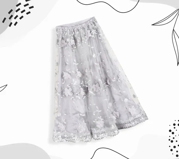 Grey_Net_Floral_Lehenga_Choli_For_Girls