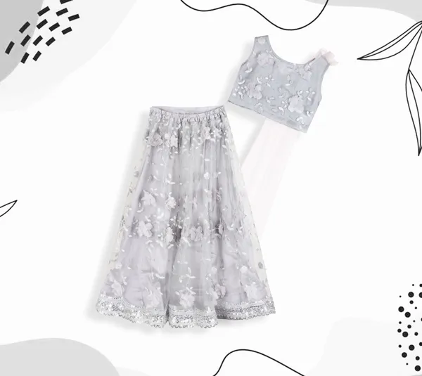 Grey_Net_Floral_Lehenga_Choli_For_Girls