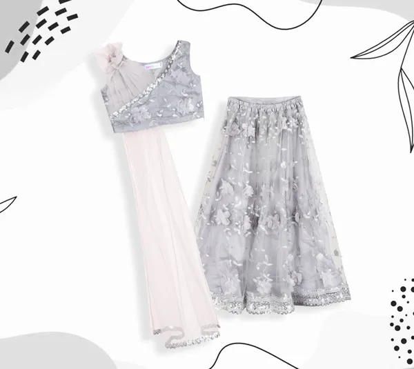 Grey_Net_Floral_Lehenga_Choli_For_Girls