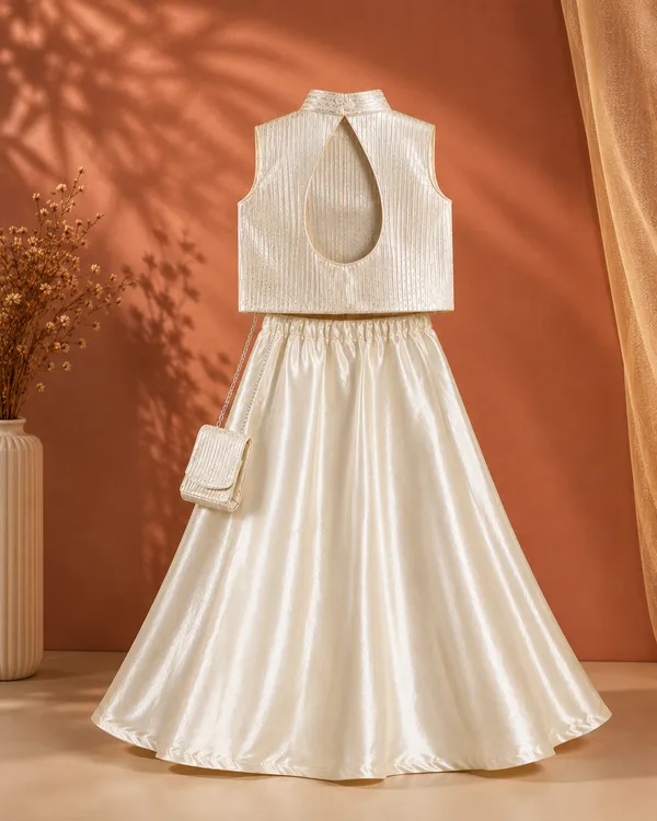Champagne_Metallic_Crop_Top_&_Skirt_Set_With_Purse