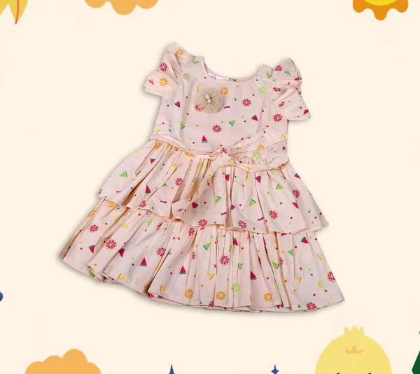 Peach_Cotton_Fruit_Print_Layered_Rara_Frock_For_Girls