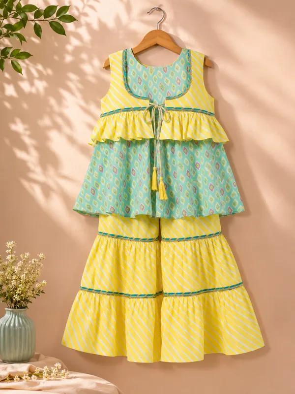 Mint_Green_Jodhpuri_Jacket_&_Yellow_Sharara_Set