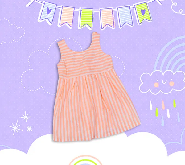 Peach_Cotton_Criss-Cross_Stripe_Middy_Dress_For_Girls