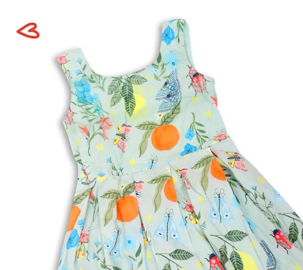 Green_Cotton_Pleated_Tropical_Print_Frock_For_Girls