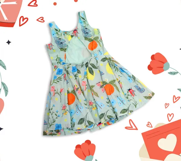 Green_Cotton_Pleated_Tropical_Print_Frock_For_Girls