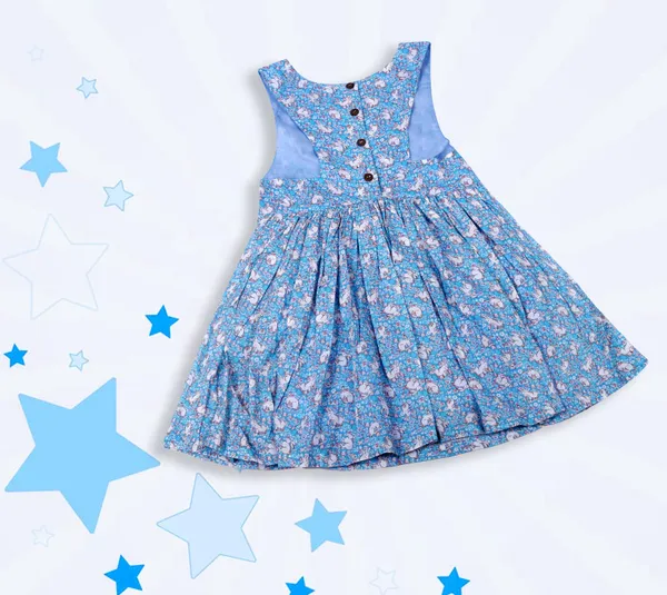 Sky_Blue_Cotton_Rabbit_Print_Flared_Frock_For_Girls