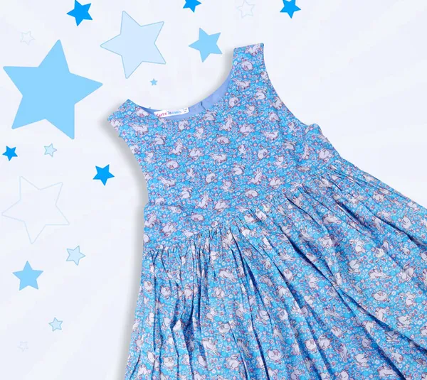 Sky_Blue_Cotton_Rabbit_Print_Flared_Frock_For_Girls
