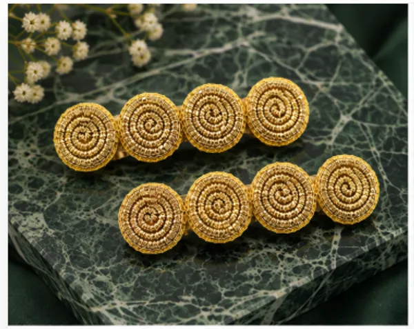 Golden_Sparkle_Handcrafted_Spiral_Hair_Clips