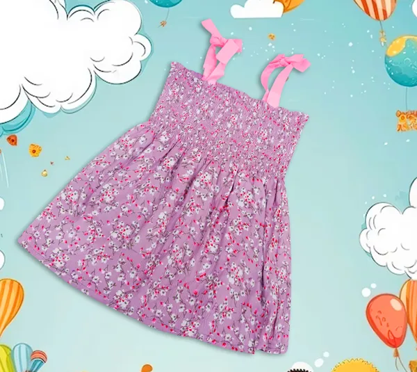 Lavender_Cotton_Floral_Smocked_Bandeau_Dress_For_Girls