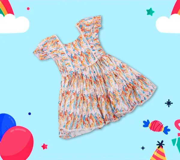 Multicolor_Cotton_Ikat_Print_Criss-Cross_Frock_For_Girls