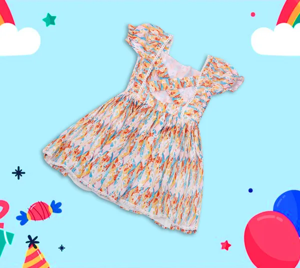 Multicolor_Cotton_Ikat_Print_Criss-Cross_Frock_For_Girls