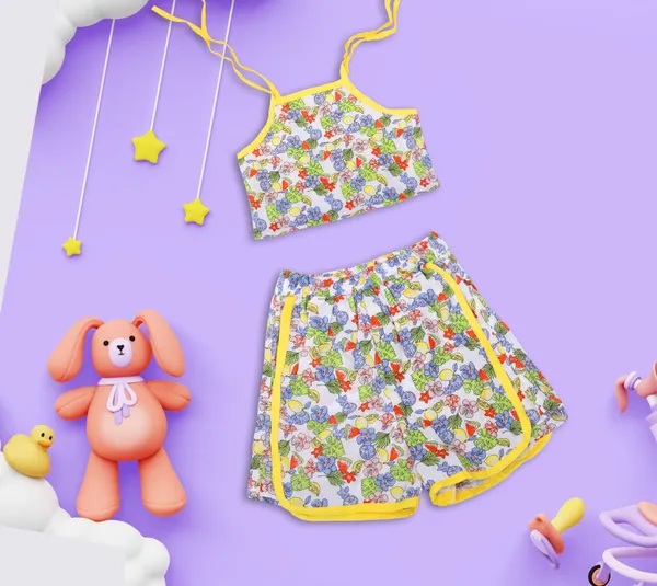 Multicolor_Cotton_Fruit_Print_Crop_Top_Shorts_Co-Ord_Set_For_Girls