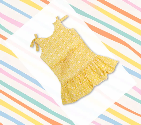 Yellow_Cotton_Abstract_Stripe_Middy_Dress_For_Girls