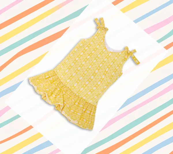 Yellow_Cotton_Abstract_Stripe_Middy_Dress_For_Girls