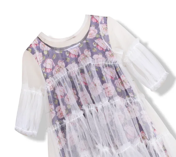 White_And_Black_Cotton_Tiered_Tulle_A-Line_Dress_For_Girls