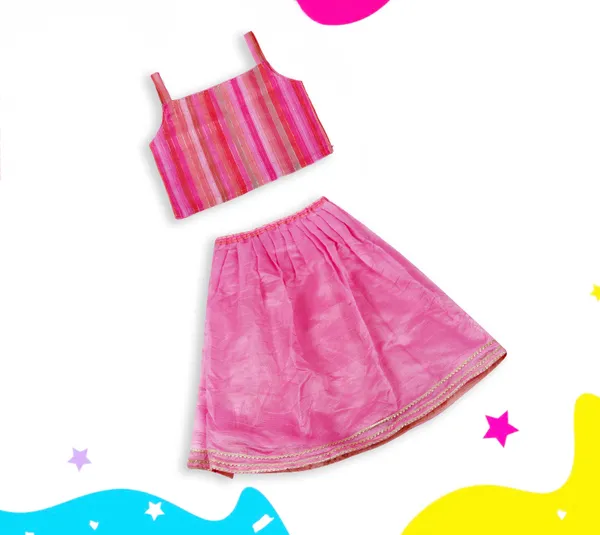 Pink_Georgette_Chanderi_Lehenga_Choli_For_Girls