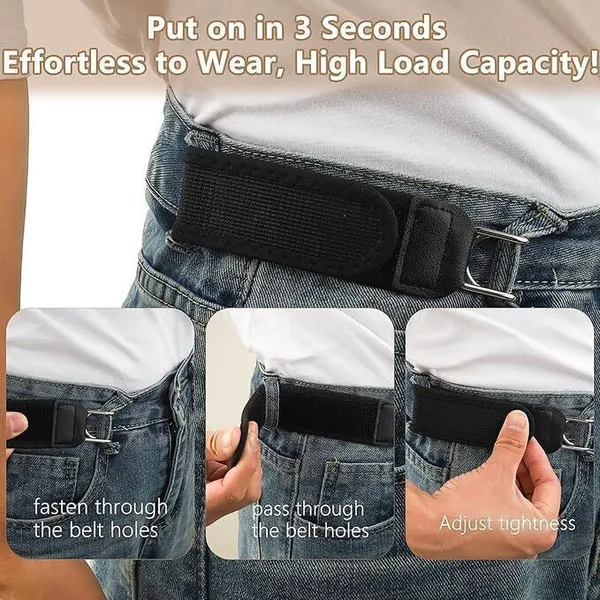 K_Gor_Men_Women_Casual_Black_Nylon_Belt