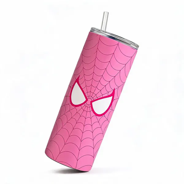 Stainless_Steel_Superhero_Spider_Web_Print_Pink_Tumbler