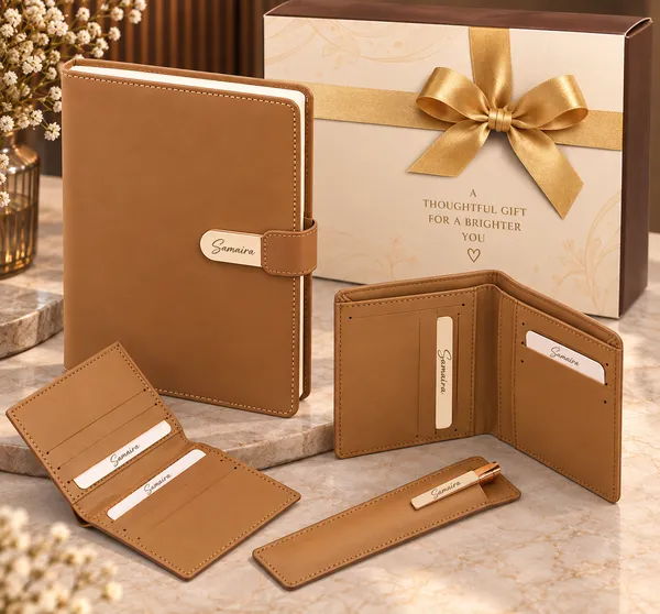 Brown_Leather-Look_Wallet_And_Journal_Set_For_Gifting
