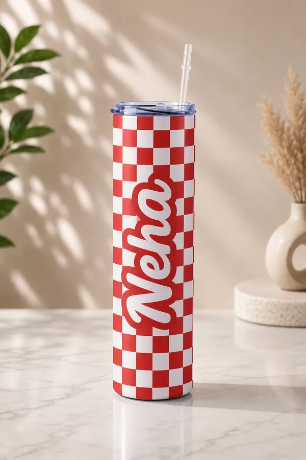 Red_Checkered_Print_Tumbler_With_Straw