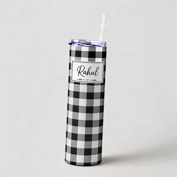 Stainless_Steel_Everyday_Black_White_Checkered_Tumbler_With_Straw