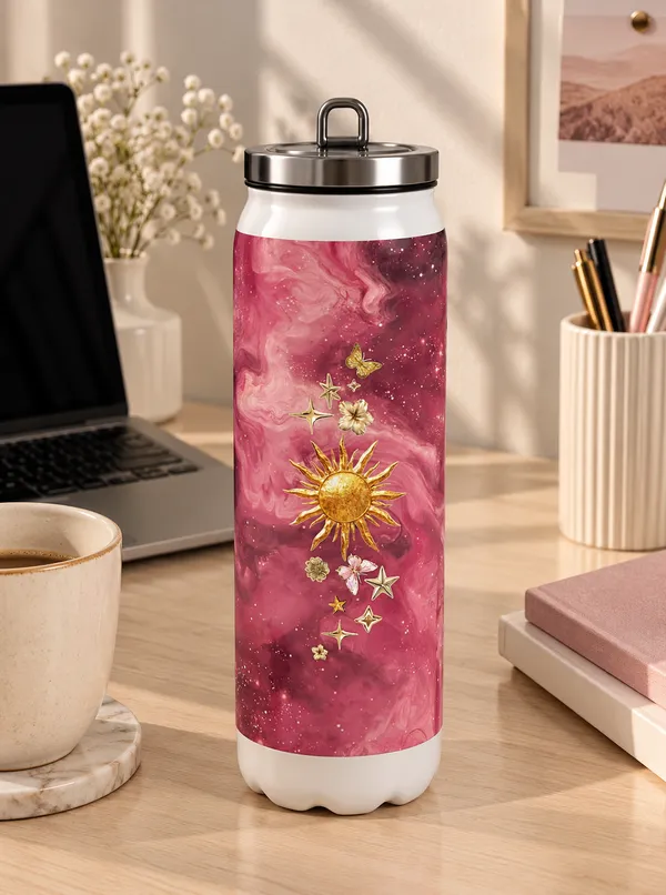 Stainless_Steel_Celestial_Print_Pink_Water_Bottle_With_Loop_Lid