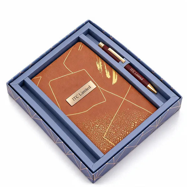 Brown_Geometric_Print_Pu_Leather_Notebook_And_Pen_Gift_Set