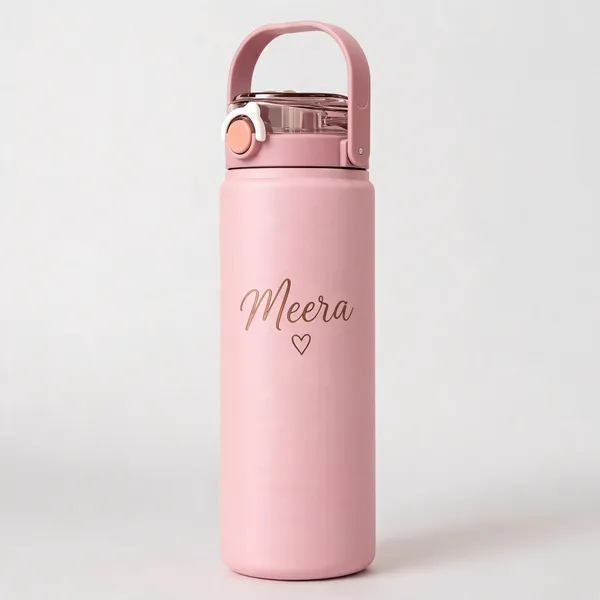 Stainless_Steel_Personalised_Heart_Print_Pink_Water_Bottle_With_Handle