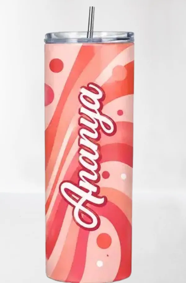 Stainless_Steel_Cartoon_Polka_Dot_Print_Pink_Tumbler_With_Straw