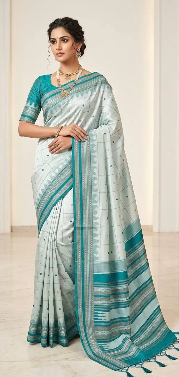 Teal_Printed_Saree_for_Women