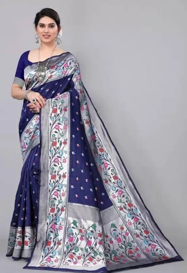Navy_Blue_Floral_Print_Saree_for_Women
