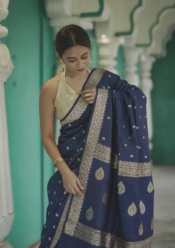 Navy_Blue_Woven_Zari_Border_Saree_for_Women