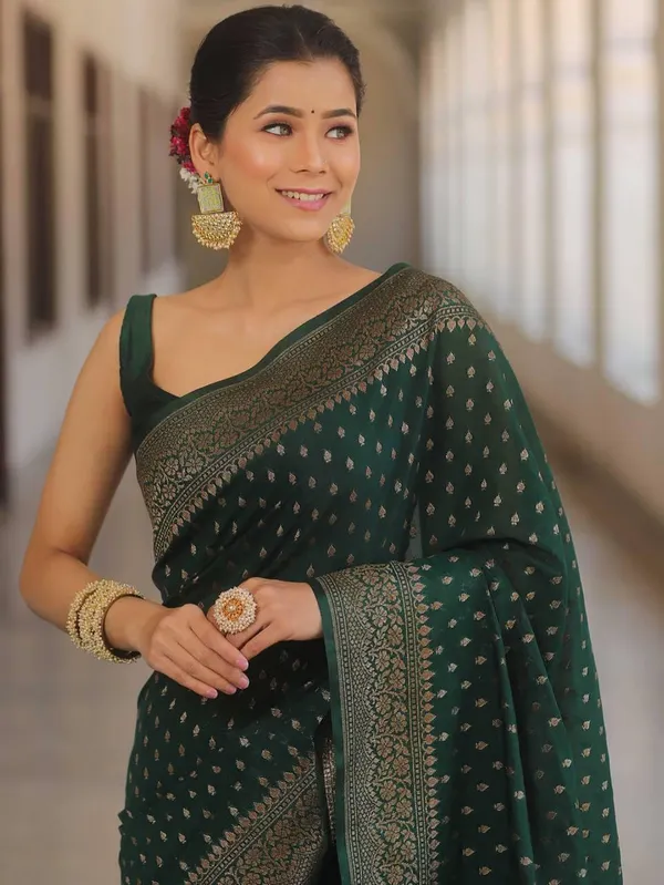 Dark_Green_Woven_Saree_for_Women