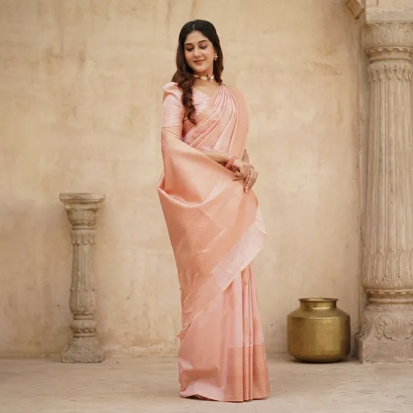 Peach_Litchi_Silk_Traditional_Saree_For_Women