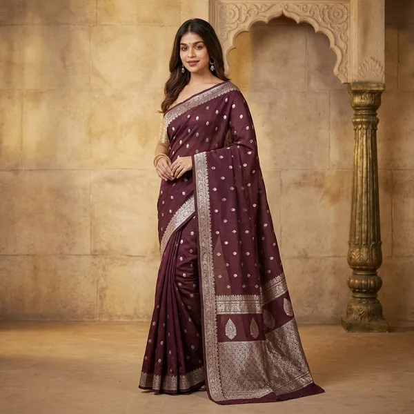 Maroon_Litchi_Silk_Printed_Saree_For_Women