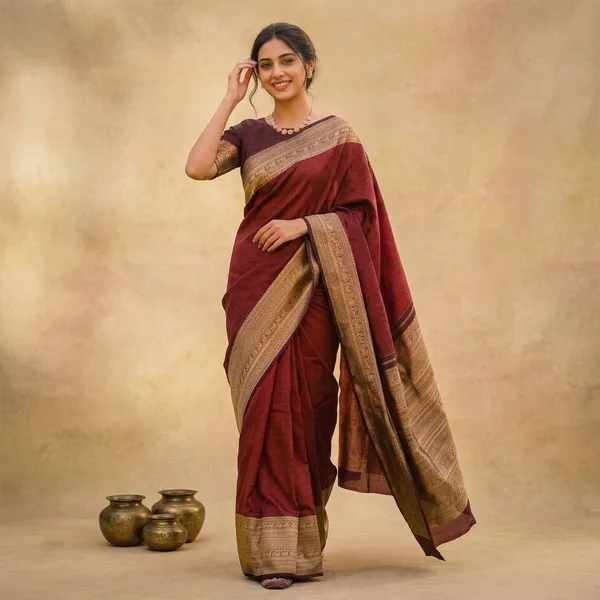 Maroon_Litchi_Silk_Traditional_Saree_For_Women