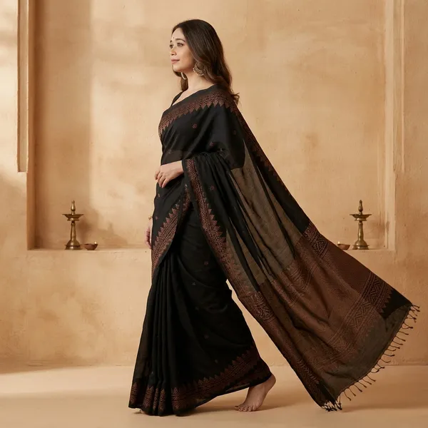 Black_Litchi_Silk_Traditional_Saree_For_Women