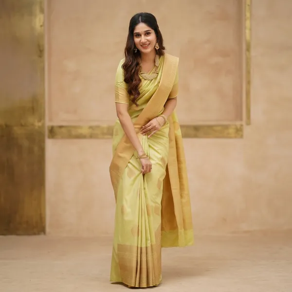 Lime_Green_Litchi_Silk_Traditional_Saree_For_Women