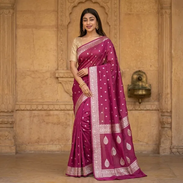 Magenta_Litchi_Silk_Traditional_Saree_For_Women