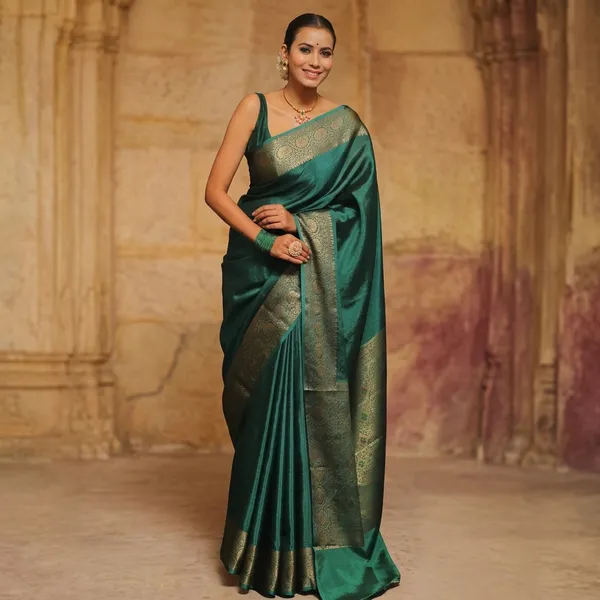 Green_Litchi_Silk_Woven_Zari_Border_Saree_For_Women